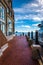 Brick walkway along the waterfront in Rowes Wharf, Boston, Massachusetts.