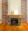 Brick wall and fireplace