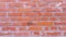 Brick wall made of bright red bricks. Lightly worn surface. Neat masonry, cement between the rows. Grunge background. The exterior