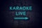 Brick wall with neon arrow and sign karaoke live.