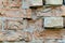 brick wall. old ruined building. Building ready to be demolished. Texture. Empty background