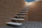 Brick wall and stair to sky. Success concept. 3d render illustration