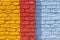 Brick Wall Yellow Red Blue