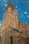 Brick walls and roofs from a church and blue sky