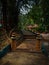 Bricked pathway and earthenware with bamboo tree