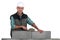 Bricklayer constructing wall