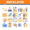 Bricklayer Industry Collection Icons Set Vector