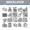 Bricklayer Industry Collection Icons Set Vector