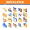 Bricklayer Industry Isometric Icons Set Vector