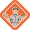 Bricklayer Mason Plasterer Standing Shield Cartoon