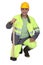 Bricklayer with safety outfit