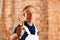 Bricklayer with trowel on construction site