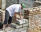 Bricklayer at work