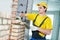 Bricklaying. Construction worker building a brick wall