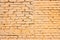 Brickwork background. Brick wall texture. Sloppy brick masonry of orange color