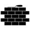 Brickwork and building trowel icon. Masonry flat logo. Simple picture of brick masonry