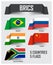 BRICS . Association of 5 contries . Brazil Russia India China South africa . Floating paper flags design . Vector