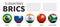 BRICS . association of 5 countries . Banner 3D sphere ball design . White isolated background . Vector