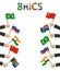 BRICS . association of 5 countries brazil . russia . india . china . south africa . Businessman hand hold and wave flag at