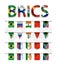 BRICS . association of 5 countries brazil . russia . india . china . south africa . and various shape nation flag of country m
