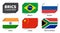 BRICS . Association of 5 countries . Inserted paper flag design . Vector