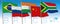 BRICS coutries flags and map, vector illustration
