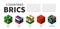 BRICS flag . Association of 5 countries . 3D cubic isometric top design . Vector