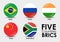 BRICS flags of 5 countries. Simple Round shaped design.