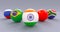 BRICS spherical flags, wedge form, India leading