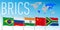 BRICS summit, flags of the countries and map