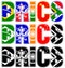 BRICS summit flags symbols with colors and black and white