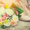 Bridal bouquet and shoes, beautiful wedding decoration