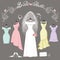 Bridal and bridesmaid dresses.Fashion background