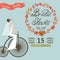 Bridal Shower invitation.Autumn wreath,bride,retro bicycle