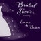 Bridal shower invitation with wedding dress and stars.