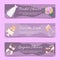 Bridal shower set of banners vector illustration. Save the date. Lingerie shower. Wedding accessories such as flower