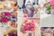 Bridal table decorations collage