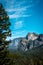 Bridal veil falls Yosemite. Green summer valley of Yosemite