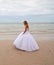 Bride on a beach.