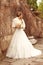 Bride beautiful woman in wedding dress - outdoor portrait