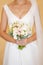 Bride with bouquet, closeup. flowers