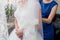 bride bridesmaid knotted wedding dress