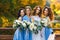 Bride with bridesmaids