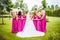 Bride with bridesmaids in a park