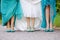 Bride and bridesmaids show off their shoes