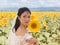 Bride in Bulgarian sunflower field