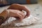 Bride detail of hands closeup