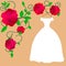 Bride in elegant wedding dress. Isolated vector illustration in flat style. Young pretty girl in white modern clothing. Perfect br