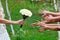 Bride gives a bouquet