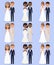 Bride and groom animated characters. Vector illustration.